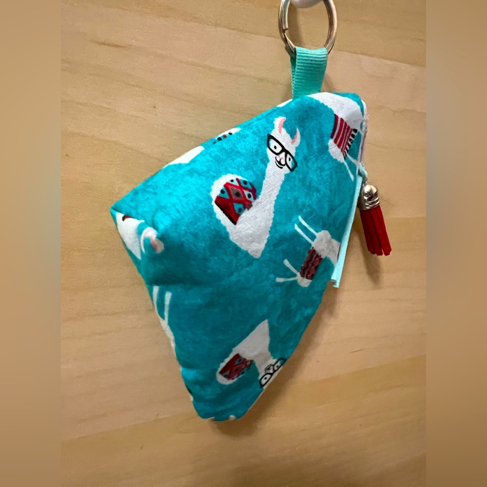 Handmade by me llama zip coin purse